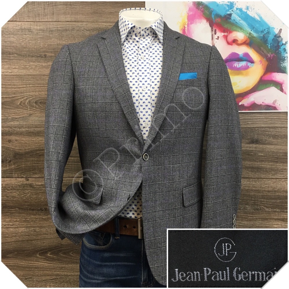 JEAN PAUL Mens Wool Blazer Sport Coat Casual Jacket Size 40R Classic Gray Suit